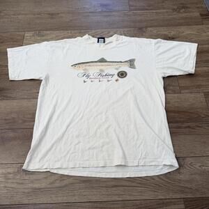 Vintage 90s Fly Fishing Rainbow Trout Art Distressed Shirt